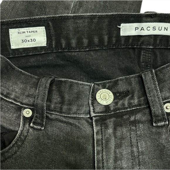 PACSUN Black Slim Taper Denim Jeans 30x30 - Picture 5 of 7